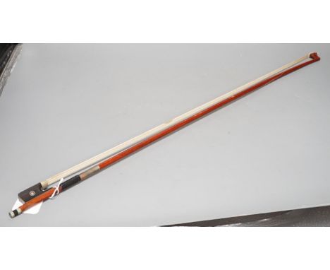 An R. Paesold, Germany violin bow with ivory veneered tip, 74cm Ivory submission reference: KXF77F6M