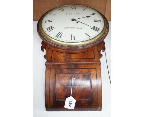 A 19th century single fusee mahogany wall clock, 60cms high,