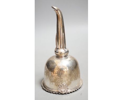 A George III Scottish silver wine funnel, George MacHattie, Edinburgh, 1818, with muslin ring, height 14.4cm.