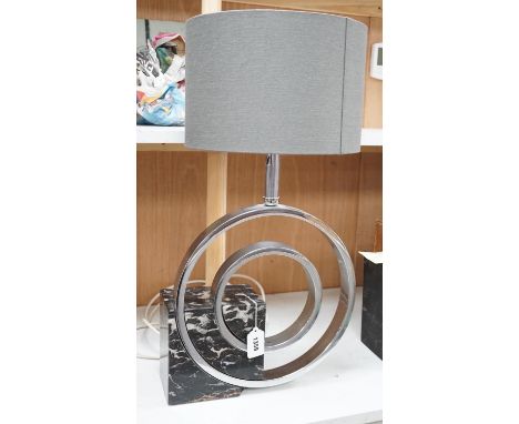 A vintage Italian Bianci Firenze chrome and marble desk lamp, 66cms high  Height to bulb holder 50 cm.