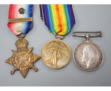 A WWI Mons star (with clasp and rosette) trio to L-13603 PTE. J.W. SKIPP. 2/MIDDX: R.