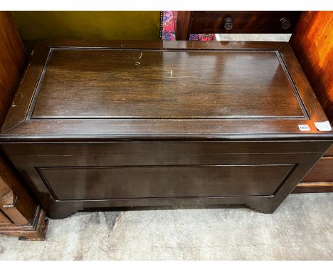 A 20th century camphor wood trunk, length 101cm, depth 50cm, height 59cm