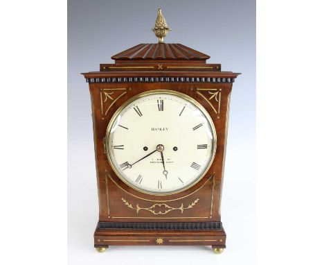 Hamley of Duke Street, Grosvenor Square (London) - a Regency mahogany bracket clock, having a signed convex Roman dial with t