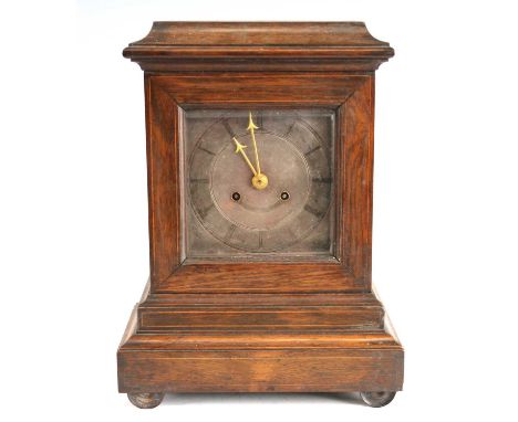 A late 19th century French rosewood and boxwood inlaid bracket clock, having a square silvered dial (indistinctly signed), Ro