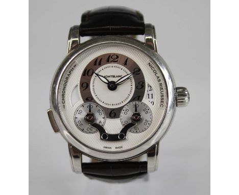 A gent's Montblanc steel cased automatic chronograph wristwatch from the limited edition Nicholas Rieussec Collection, having