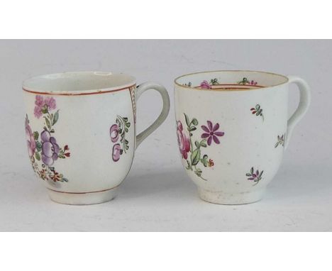 A Lowestoft porcelain coffee can, circa 1780, enamel decorated in the Curtis style with a cornucopia, h.6cm, together with an