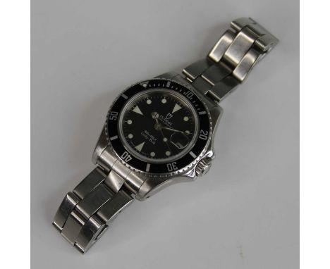 A lady's Tudor Princess Oysterdate Lady-Sub steel cased automatic wristwatch, having a signed black dial with luminous baton 