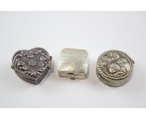 3 x Vintage Hallmarked .925 Sterling Silver Trinket Boxes 31g     631242