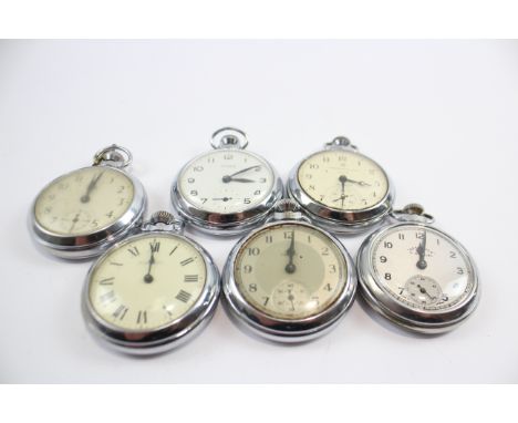 Mens POCKET WATCHES Hand Wind Open Face Smiths Empire Timex Non Working x 6     941491