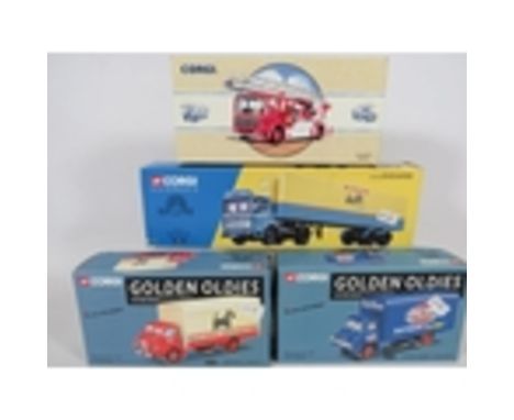 Corgi Golden Oldies 1:50 Scale Die Cast models of Trucks &amp; Fire Engine. Boxed and in Ex Display condition. See photos.