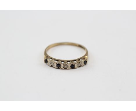 9ct Gold Vintage Diamond And Sapphire Half Hoop Eternity Ring (1g)     2025144