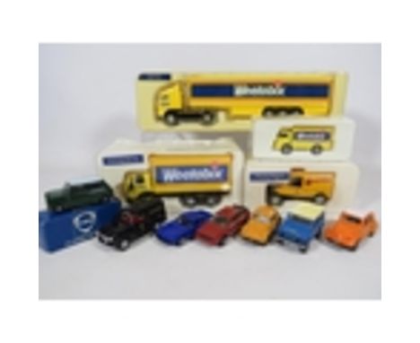 Selection of boxed and unused die cast model trucks. Some Corgi and Fina-. See photos.