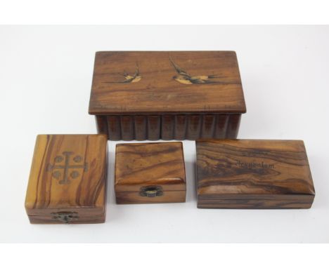 Selection of Antique/ Vintage Wooden Boxes inc. Jerusalem .  Antique WOODEN BoxesInc Brass Inlay, Rosewood EtcItems are in an