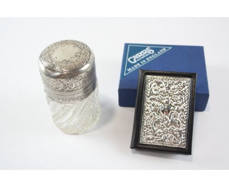 2 x Antique/Vintage Hallmarked .925 STERLING SILVER Topped Jar &amp; Notebook 320g     631304
