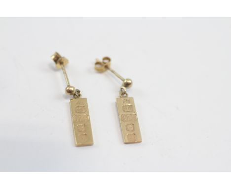 9ct Gold Vintage Ingot Style Drop Earrings (1.2g)     2026052