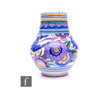 Truda Carter - Carter Stabler Adams - Poole Pottery - A 1930s shape 203 vase hand painted in the HE Bluebird pattern with sty