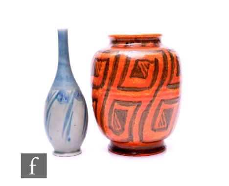 Edward Radford and William S Mycock and Gladys Rogers - Royal Lancastrian - Two vases, the first of rounded ovoid form, with 