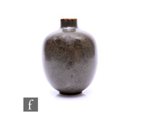 Eva Staehr-Nielsen - Saxbo - A mid Century Danish stoneware vase, of ovoid form with short drawn collar, impressed Ying-Yang 