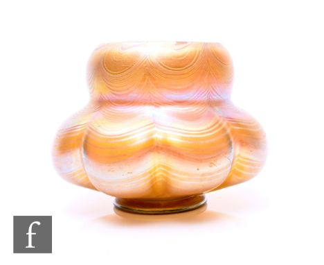 Johann Loetz - Loetz Glass - A glass vase circa 1899, the shallow circular foot with a compressed lobed body below tapered co
