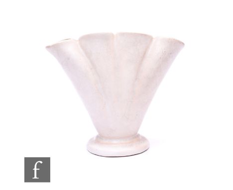 Gerard De Witt (1884-1976) - Fulham Pottery - A glazed earthenware Alba Ware Tulipiere/vase, of fan form with four stem apert