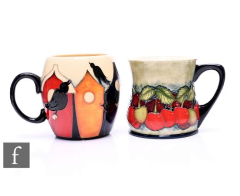 Paul Hilditch - Moorcroft Pottery - A Cherry patterned mug, circa 2017, printed, painted and impressed marks, height 8cm, tog