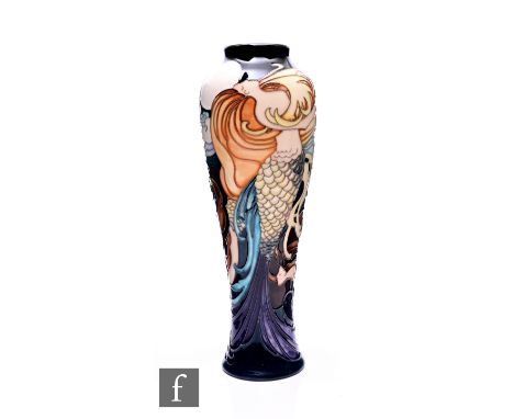 Emma Bossons - Moorcroft Pottery - A limited edition Mermaid vase, circa 2015, tubeline decorated with mermaids in moonlit se