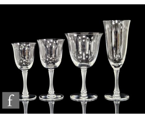 Lalique - A&nbsp;mid 20th Century part suite of 41 Barsac pattern stemware, all with engraved signatures, each having frosted