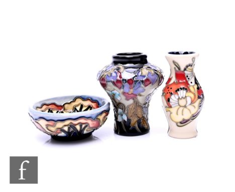 Emma Bossons - Moorcroft Pottery - A 'Demeter' miniature vase, of baluster form, tube line decorated with stylised flowers an