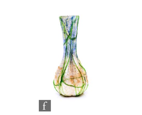John Northwood II - Stevens and Williams - A Silveria iridescent glass vase, circa 1900, the lobed globe and shaft form risin