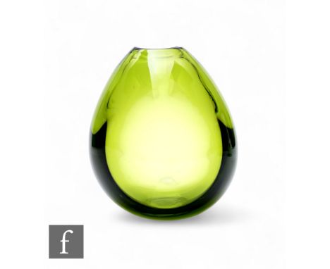 Per Lutken - Holmegaard - A Maygreen 'Drop' vase, circa 1955, of ovoid form, pattern no.15470, signed, height 17cm.