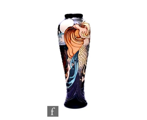 Emma Bossons - Moorcroft Pottery - A limited edition Mermaid vase, circa 2015, tubeline decorated with mermaids in moonlit se