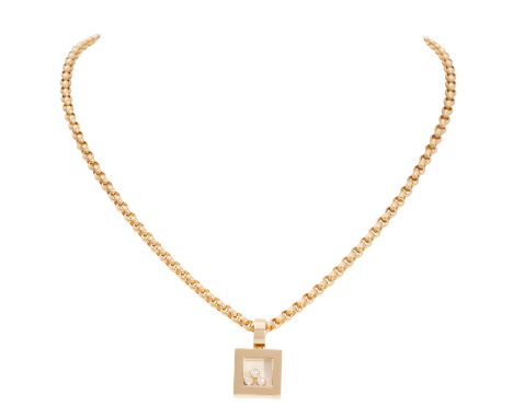 CHOPARD Collier "Happy Diamonds" mit 3 Brillanten zus. ca. 0,17 ct, gute bis sehr gute Farbe u. Reinheit, 18K GG, 25,5 gr, Ke