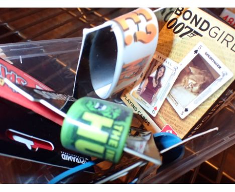 James Bond movies and James Bond Girls playing cards and four wristbands including Superman