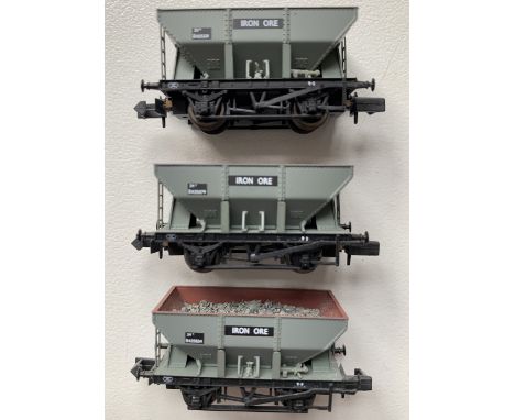 Three Graham Farish by Bachmann N Gauge Iron Ore BR wagons with loads