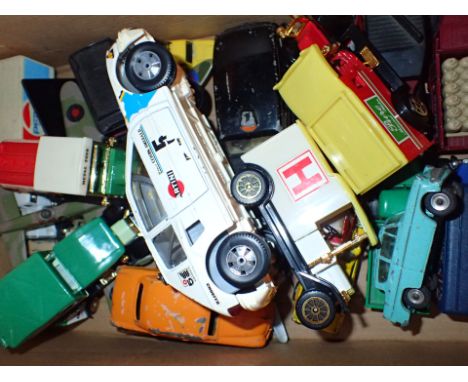 Tray of unboxed diecast vehicles including Dinky Toys Ford Anglia and Ford Sedan