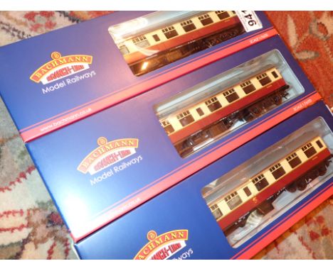 Bachmann OO Gauge 3x BR MK1 Crimson Cream Coaches New Ex Shop Stock