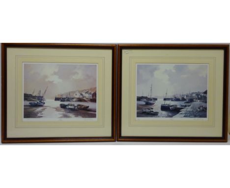 'Evening Harbour' and 'Low Tide', two limited edition colour prints after Don Micklethwaite (British 1936-) signed in pencil 