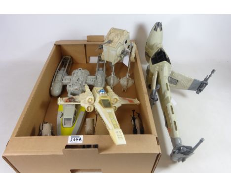 Kenner Products - Star Wars - B Wing, X Wing & Y Wing  Star Fighters, AT-ST, & three Imperial Scout Speeders, unboxed (7)   C