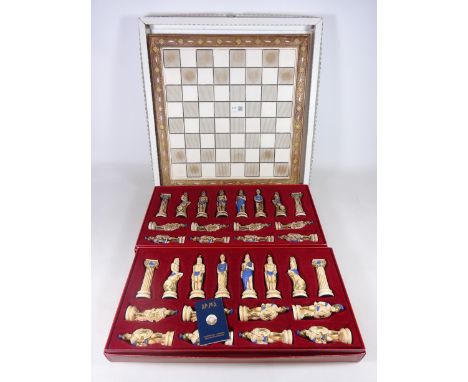 Chess set with ceramic chess board with classical style pieces, boxed  Condition Report Click here for further images, condit