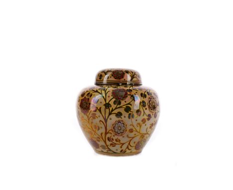 WILLIAM S. MYCOCK FOR ROYAL LANCASTRIAN POTTERY GINGER JAR &amp; COVER, of ovoid form, hand painted with the Lancaster rose a