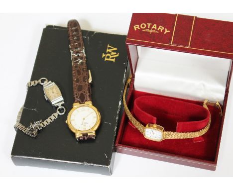 A group of three wristwatches comprising a Raymond Weil, Rotary and Oris.