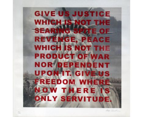 Gee Vaucher (b1945), "Give Us Justice...", The Art of Crass exhibition, screen/lithograph print, limited edition no 71/200, P