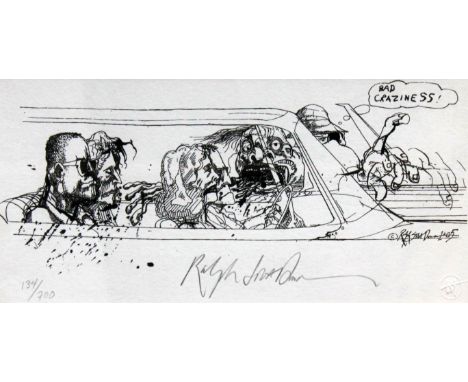 Ralph Steadman (b1936), Midget Rad Craziness, Fear & Loathing in Las Vegas, black and white silkscreen, limited edition no 13