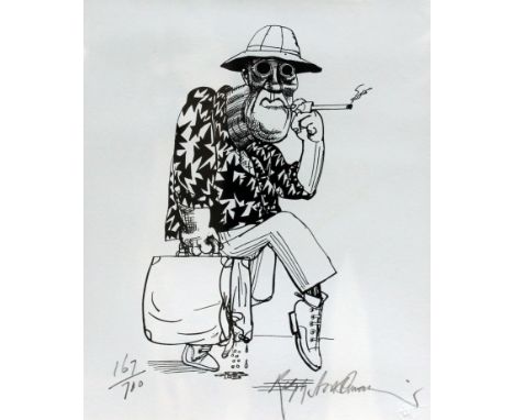 Ralph Steadman (b1936), Dr Gonzo, black and white silkscreen, limited edition no 167/700, blind stamp lower right, signed in 