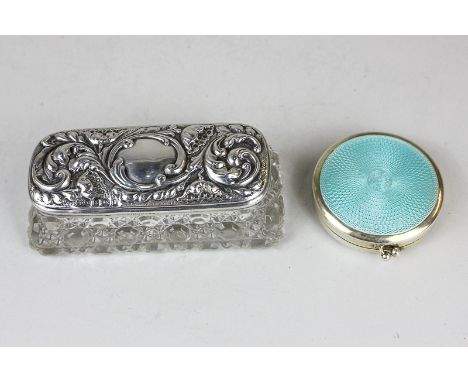 A George V silver and turquoise enamel lady's compact, maker Rotherham & Sons Ltd, Birmingham 1931, together with an Edward V