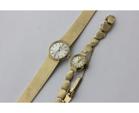A lady's 9ct gold Omega bracelet watch and a 9ct gold Rotary bracelet watch