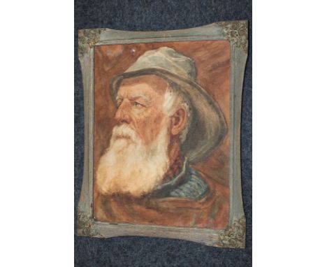 R C Beattie (Victorian school), portrait of a bearded fisherman, watercolour, signed and dated 1887, 37cm by 29cm, (NC)
