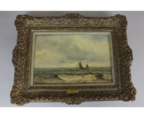 Georgina M de l'Aubiniere (1860-1920), seascape with sailing boats, oil on canvas, signed and dated 1877, Eastbourne Fine Art