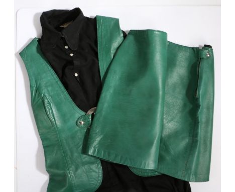 David Conrad for Lotus, a ladies green leather jacket and matching skirt, and a Jeff Banks ladies blouse (3)