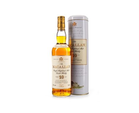 MACALLAN 10 YEARS OLD Single Malt Scotch Whisky Matured in sherry wood. 70cl, 40% volume, in tin.